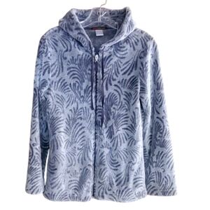 Stan Herman Plush Grey Zip Front Hoodie Size Med